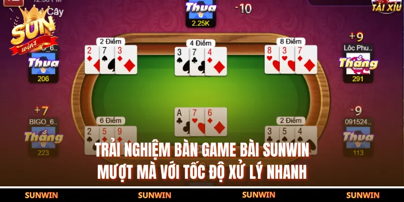 Trải nghiệm bàn game bài SUNWIN mượt mà với tốc độ xử lý nhanh